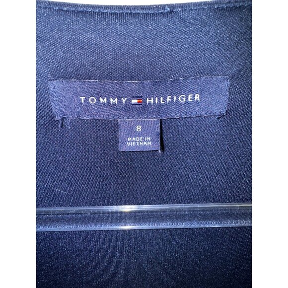 Tommy Hilfiger Floral Wrap Dress‎ Size 8 Navy Blue Grey Sexy Stretch Velvet Cute - Picture 6 of 8